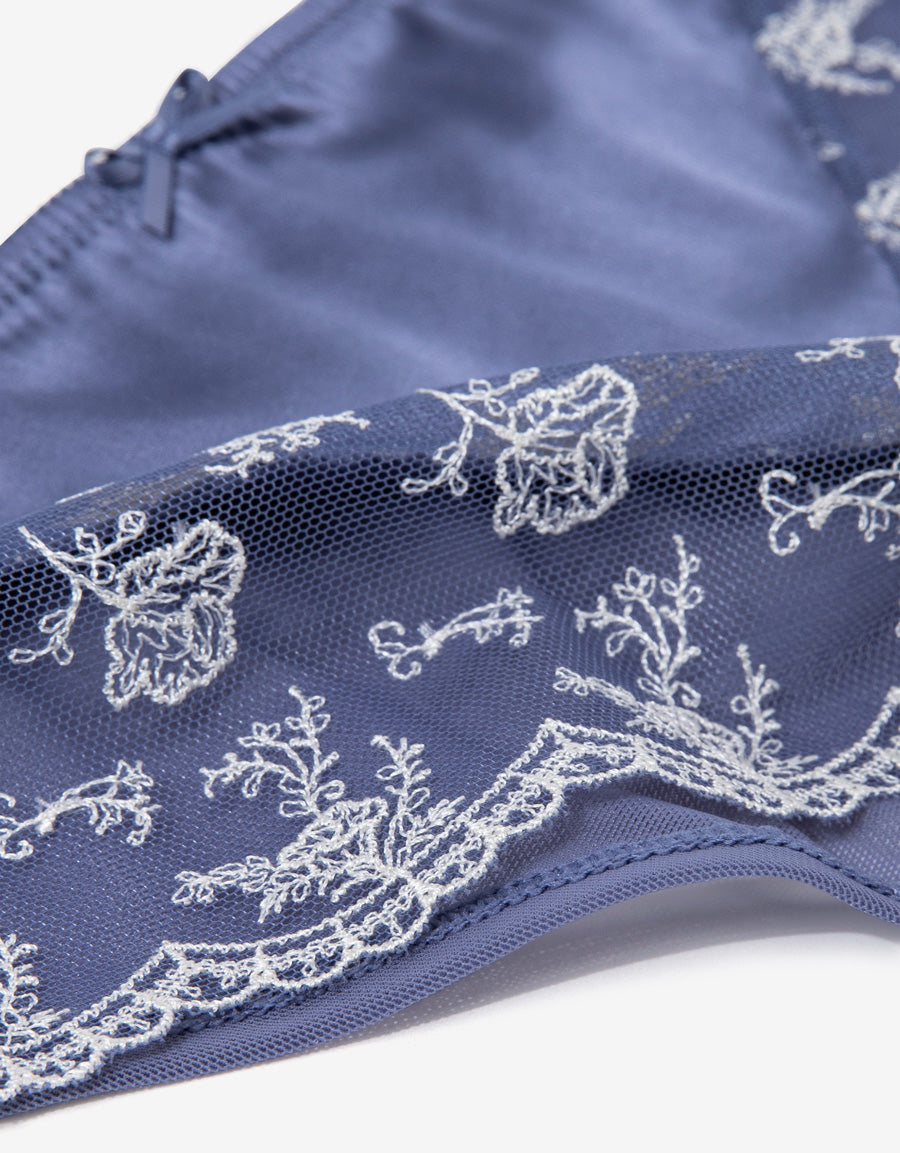 Embroidered Satin Brazilian Panty