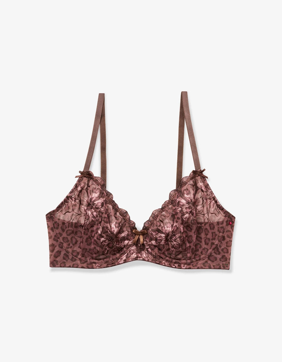 Embroidered Lace Plunge Bra