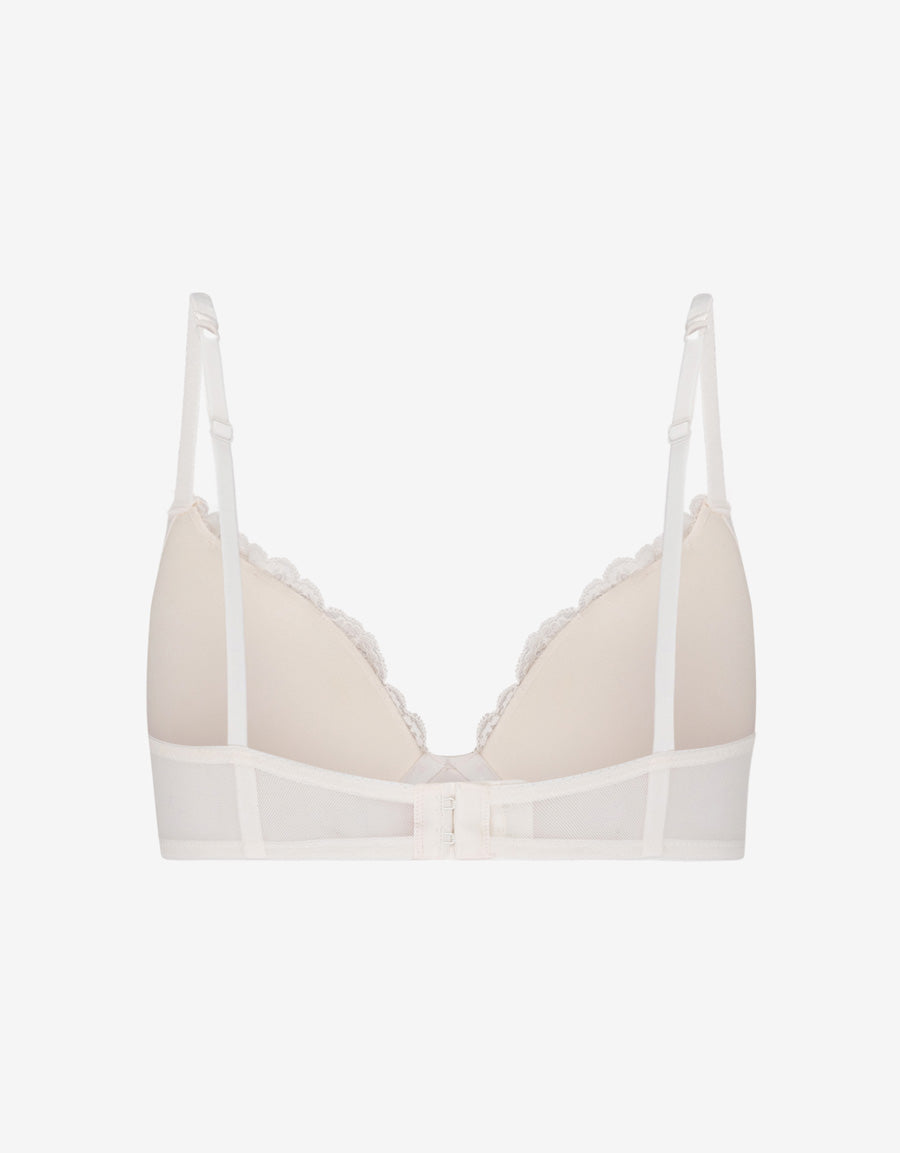 Lace-Trim Satin Plunge Bra