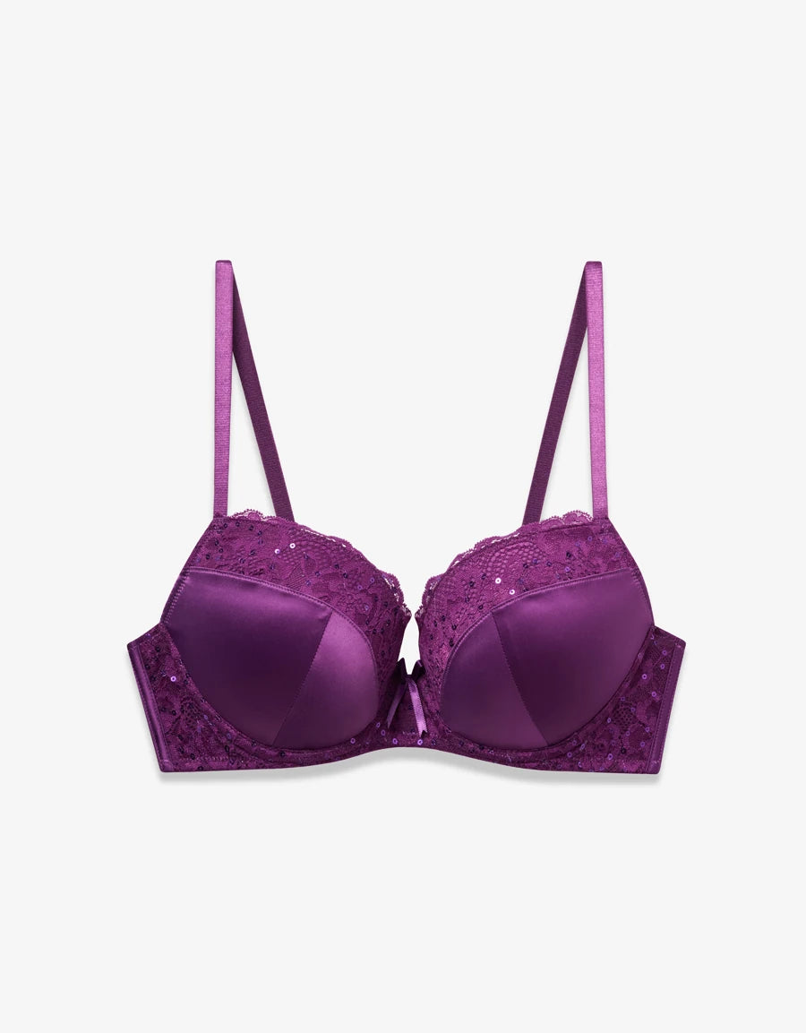 Lace-Trim Push-Up Balconette Bra