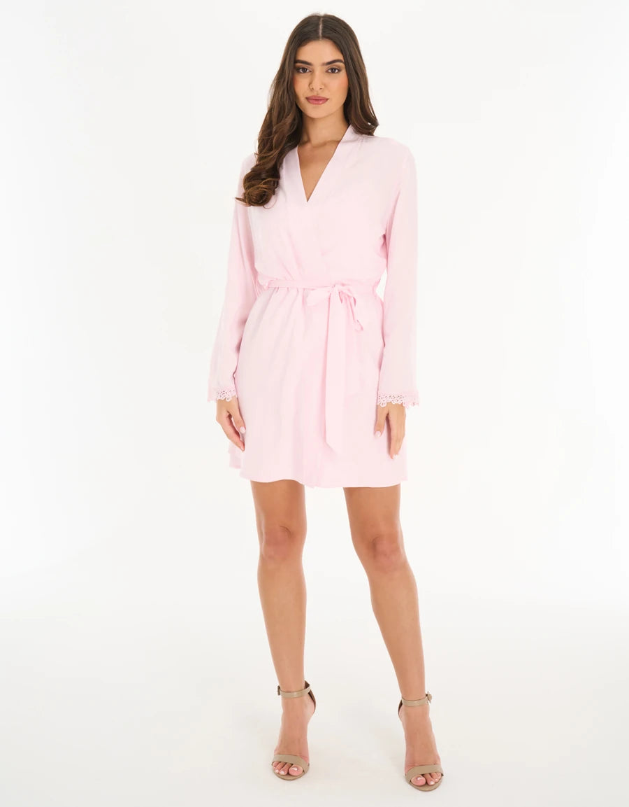 Lace-Trim Short Robe