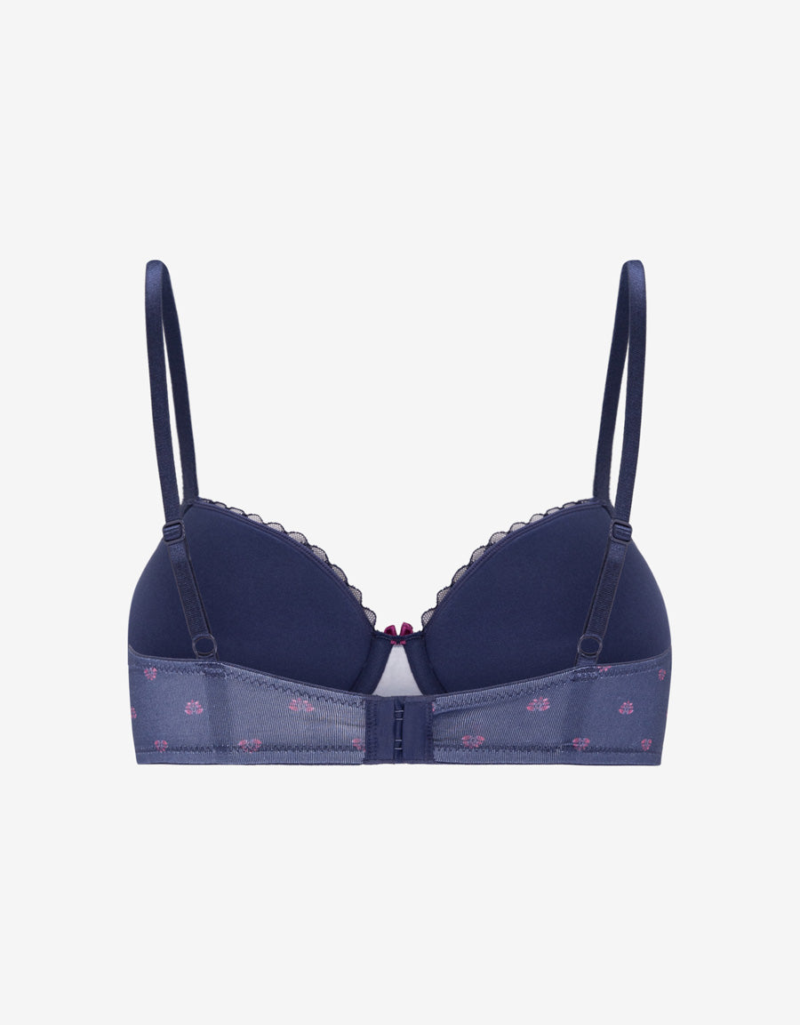 Lace-Trim Cotton Balconette Bra