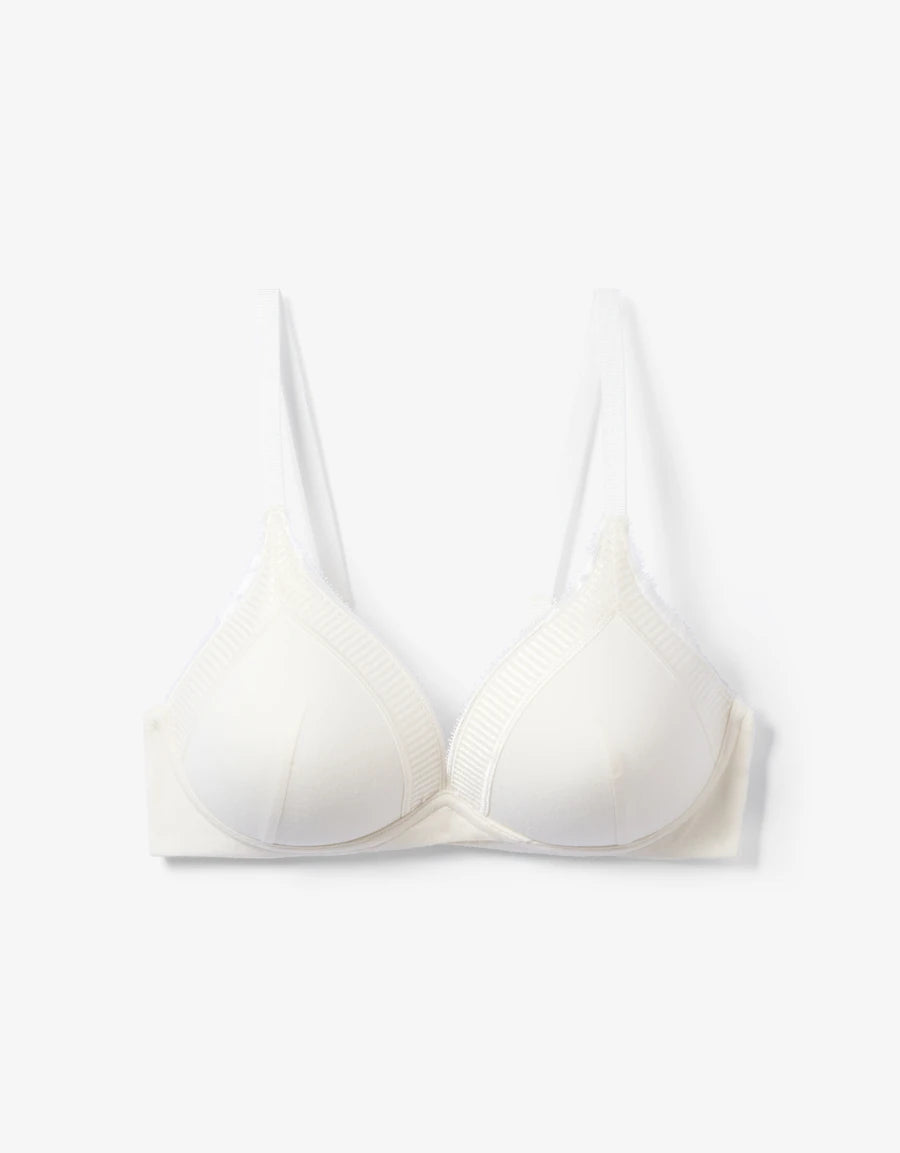 Cotton Lace Plunge Bra