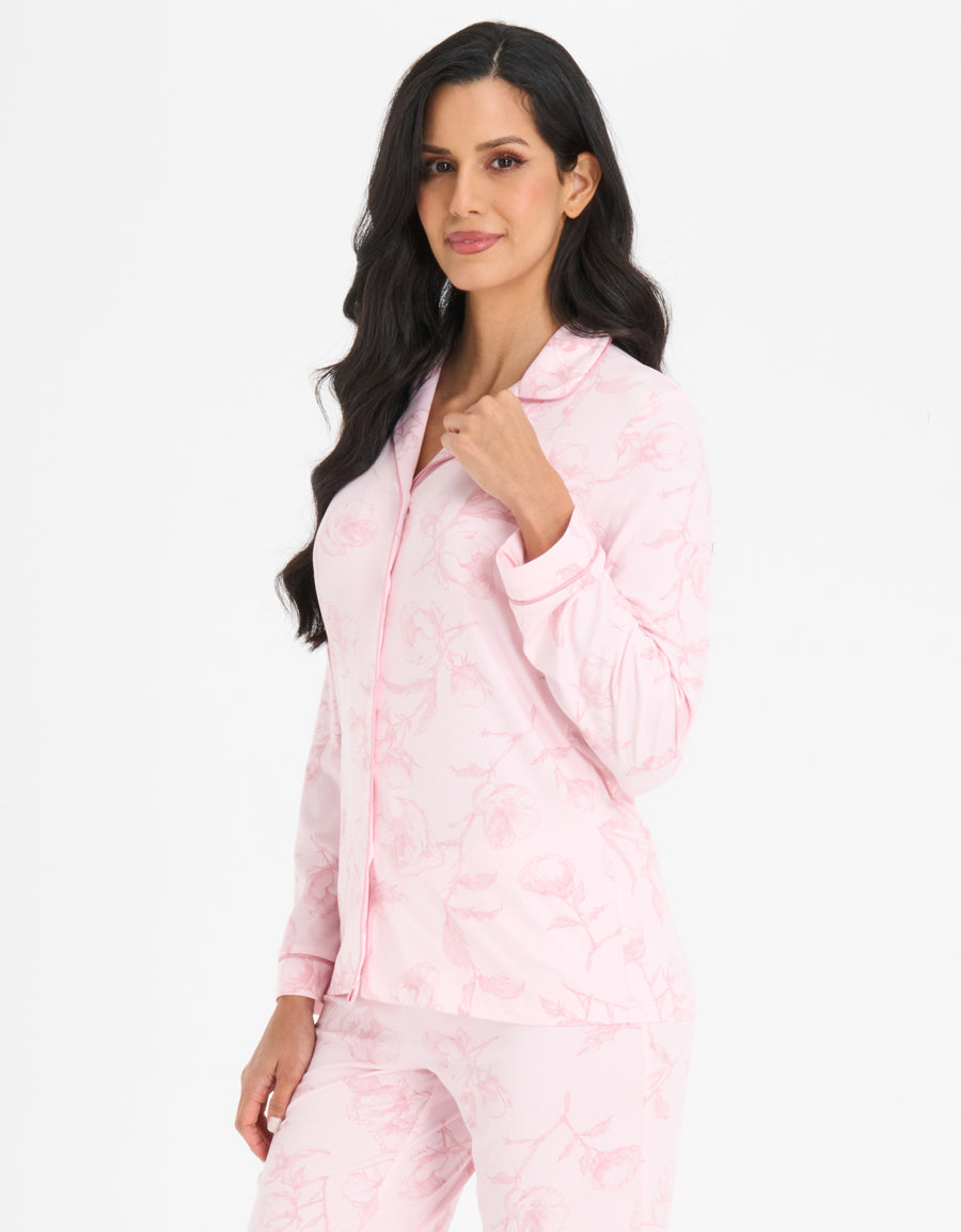 Floral Print Soft-Stretch Pajama Set