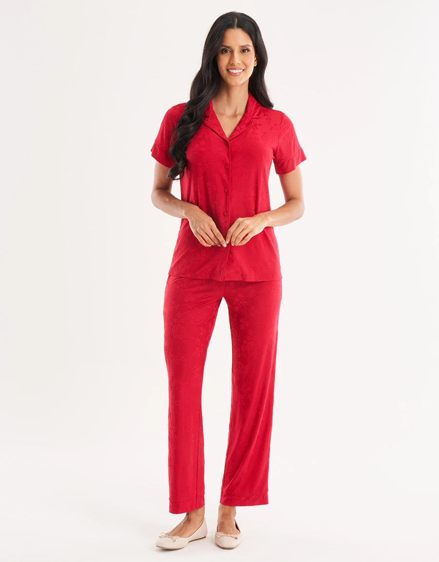Floral Print Jacquard Pajama Set