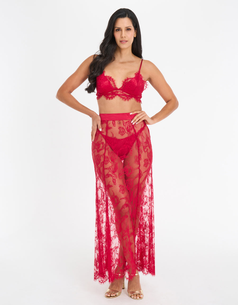 Lace Long Skirt and Bra Set