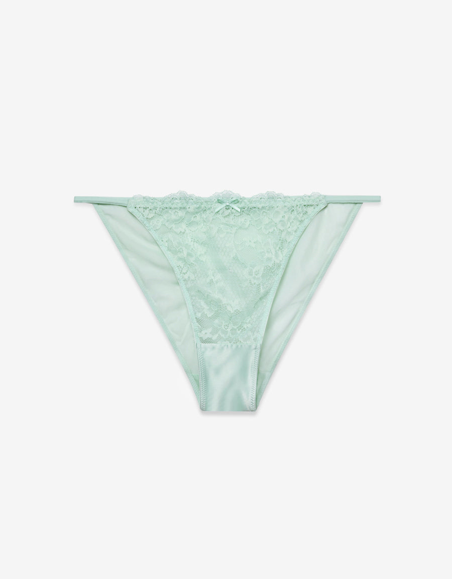 Satin Tanga Panty in Green