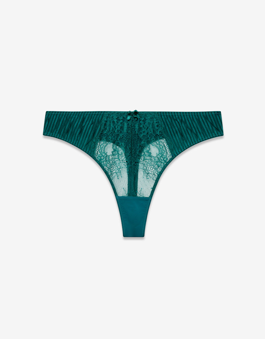 Lace Thong Panty in Dark Green