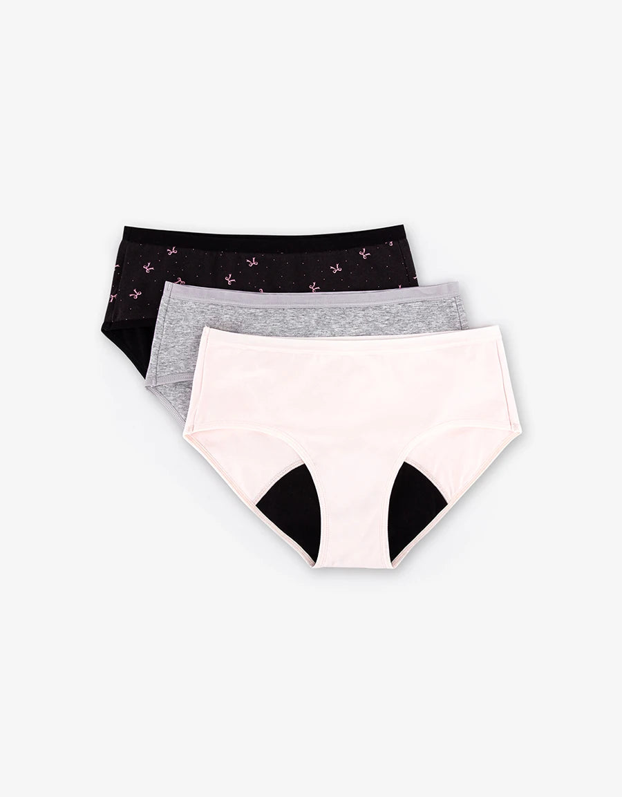 3-Pack Cotton Period Hipster Panties
