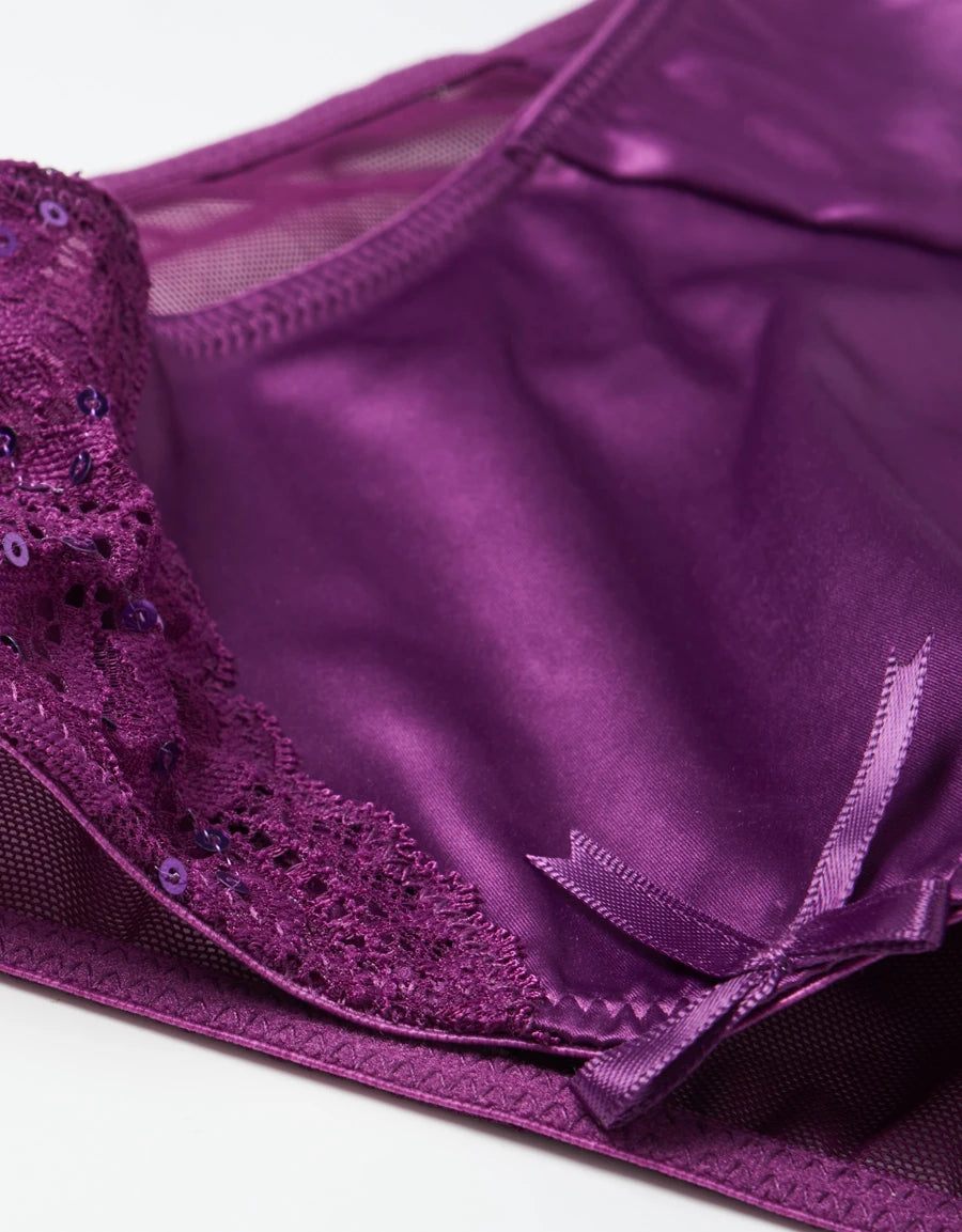 Lace-Trim Satin Brazilian Panty