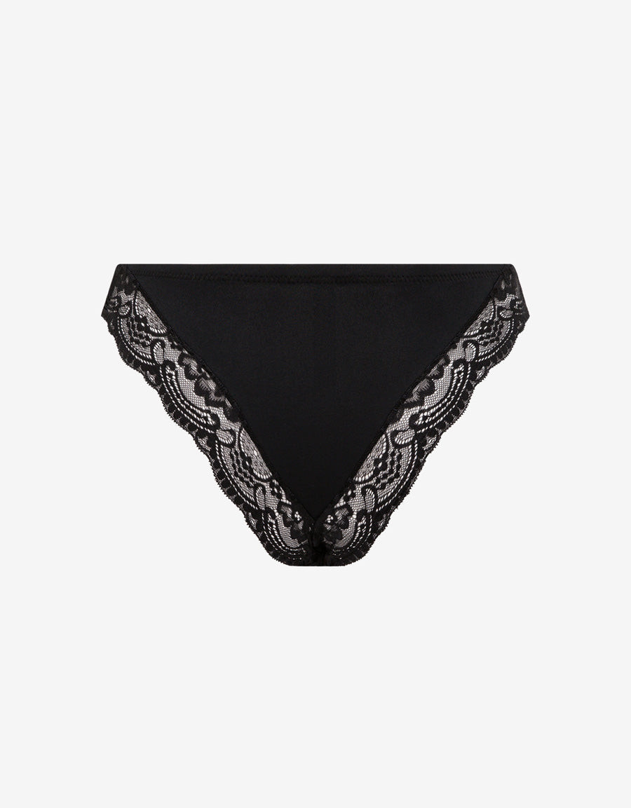 Lace-Trim Microfiber Brazilian Panty