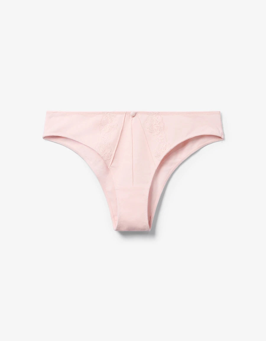 Lace-Trim Cotton Brazilian Panty