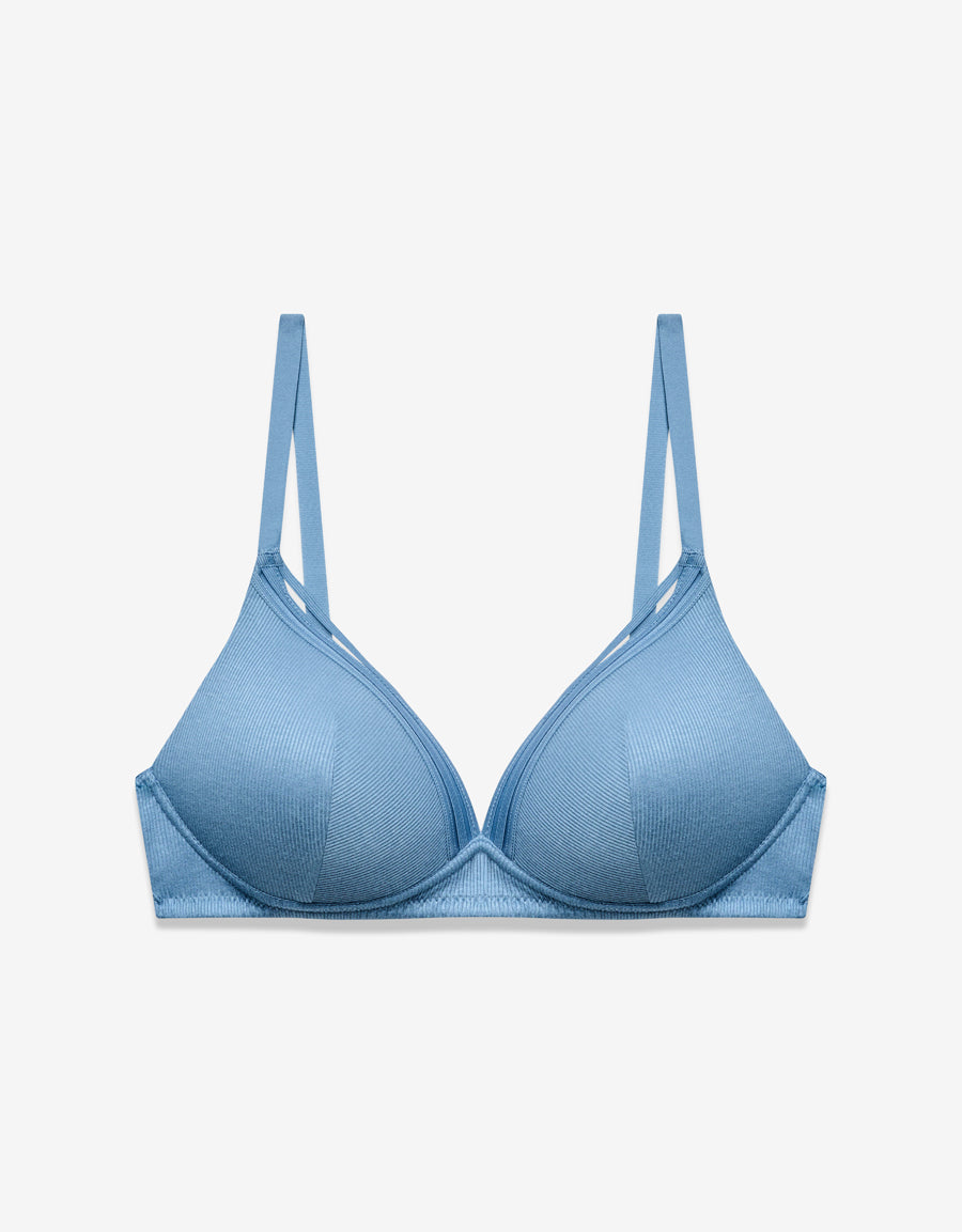 Cotton Wireless Bra in Blue
