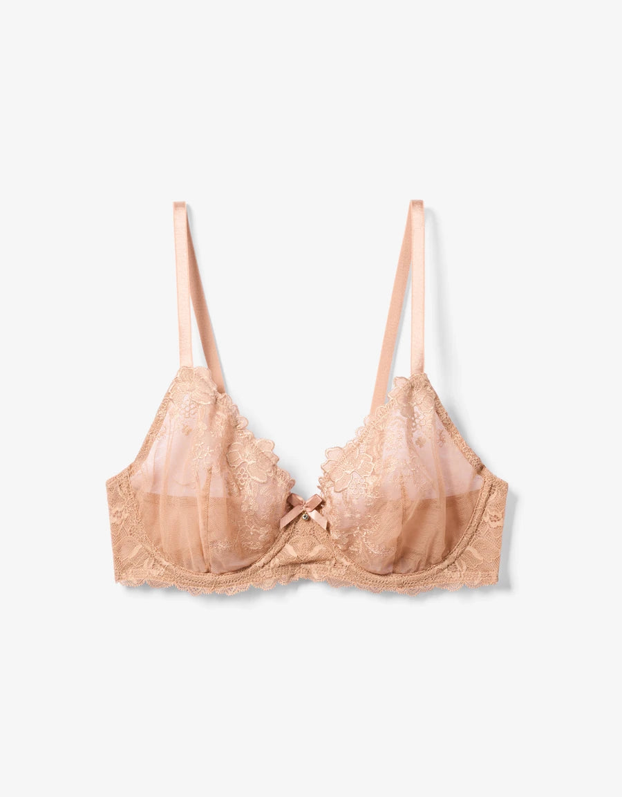 Embroidered Lace Plunge Bra