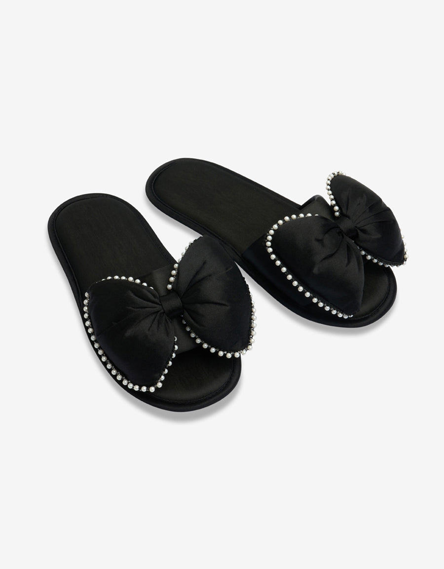Slipper Open Toe Slippers in Black