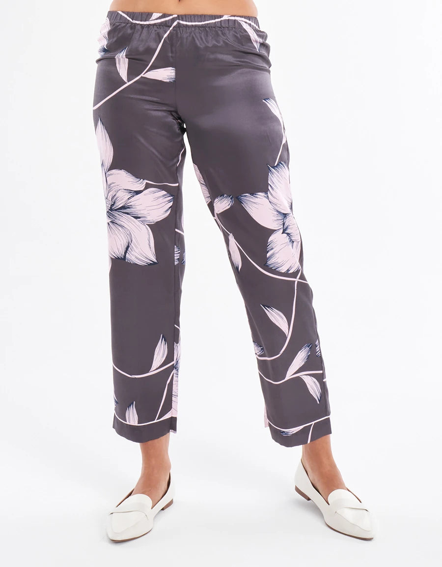 Floral Print Satin Pajama Set