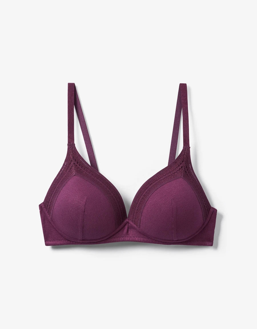 Lace-Trim Plunge Bra