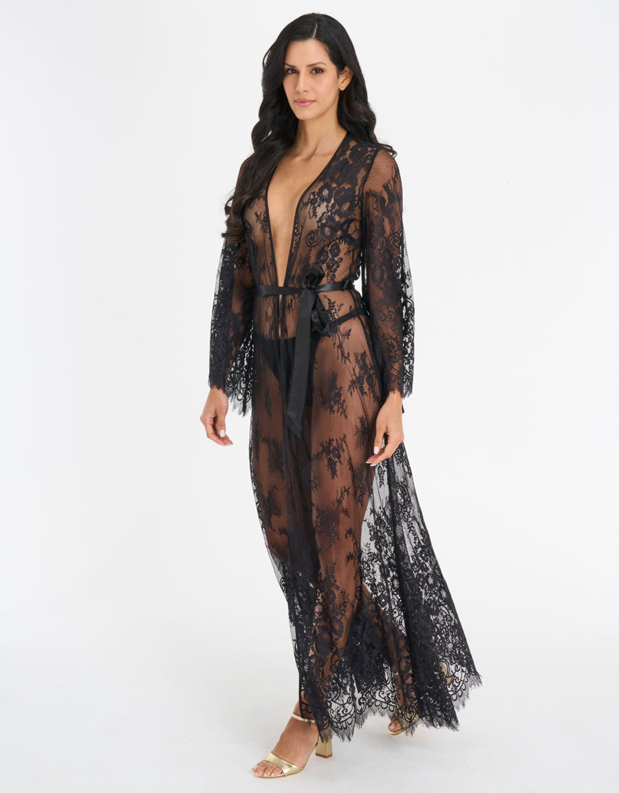 Sheer Lace Long Robe