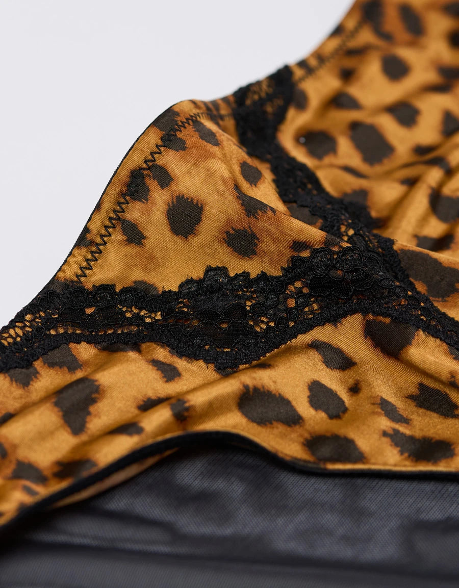 Lace-Trim Leopard Print Bikini Panty