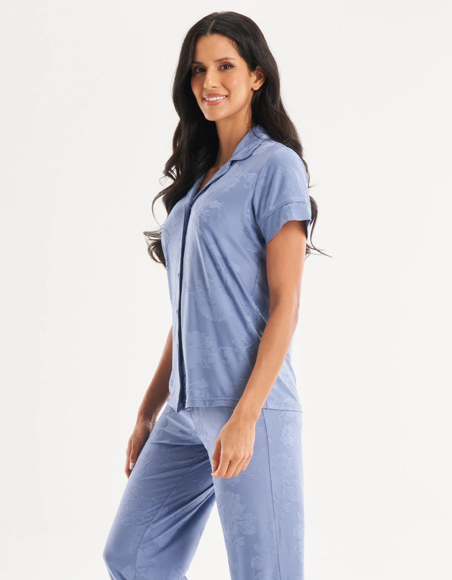 Floral Print Jacquard Pajama Set