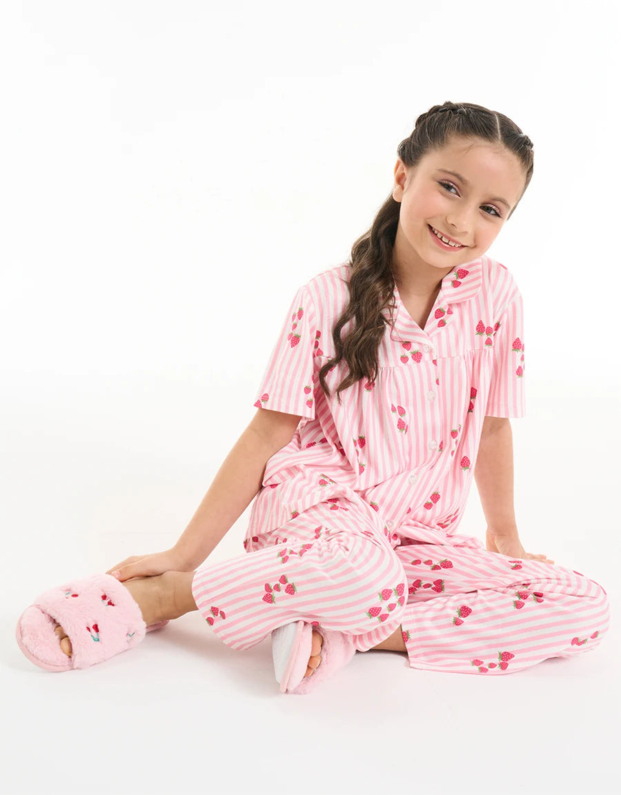 Strawberry Print Pajama Set