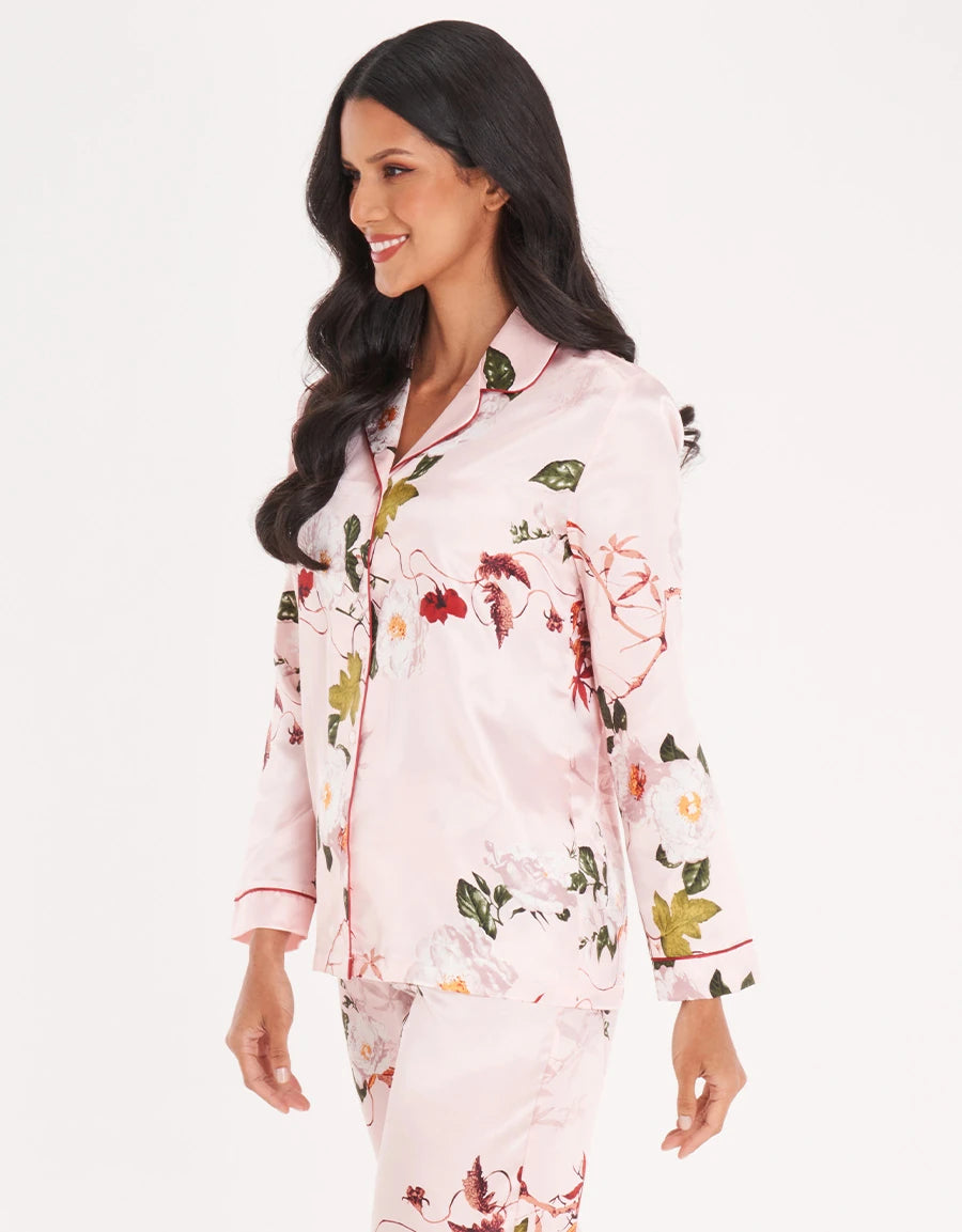 Floral Print Satin Pajama Set