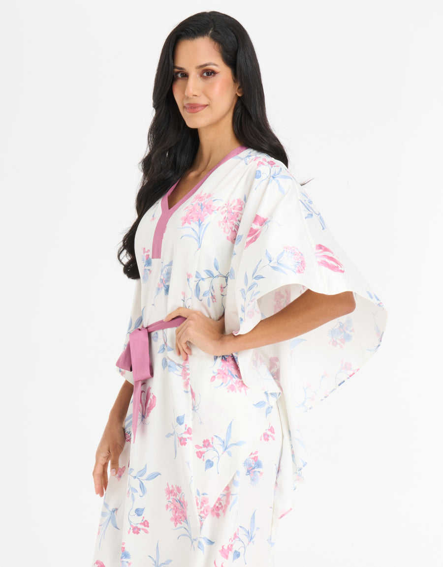 Floral Print Satin Long Dress