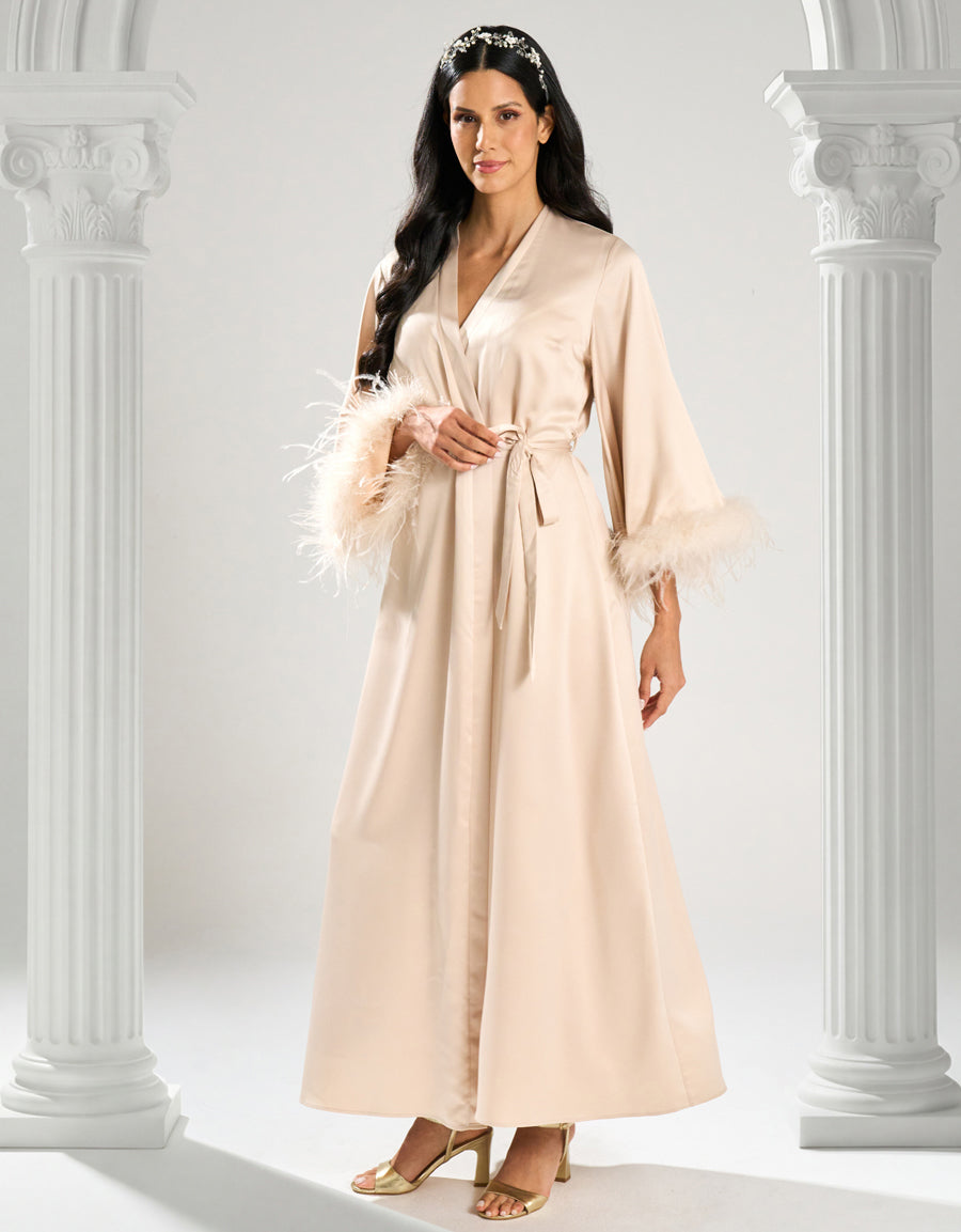 Satin Bridal Long Dress and Robe Set