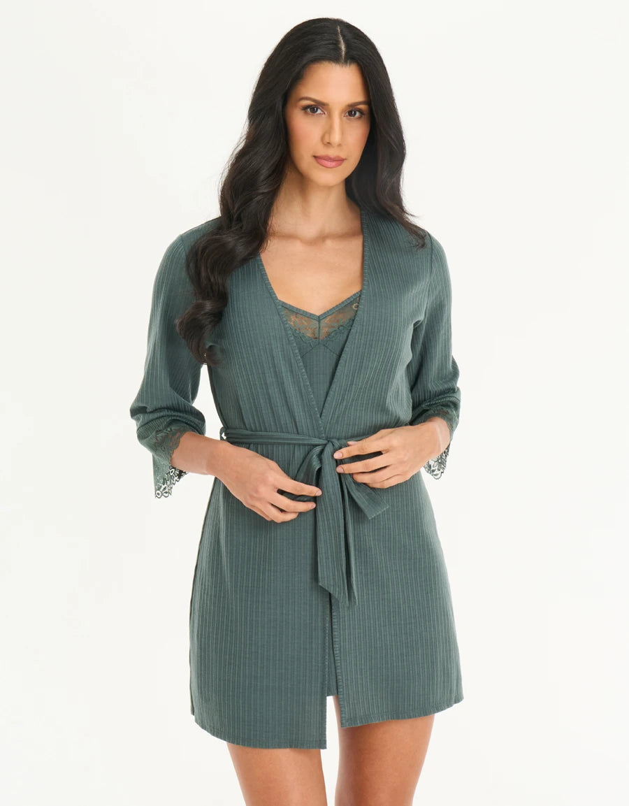 Lace-Trim Pointelle Short Dress Set