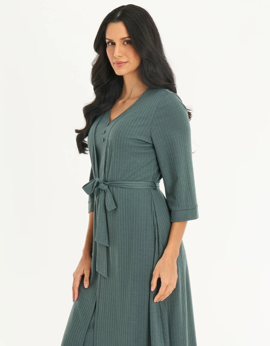 Lace-Trim Pointelle Long Nightdress