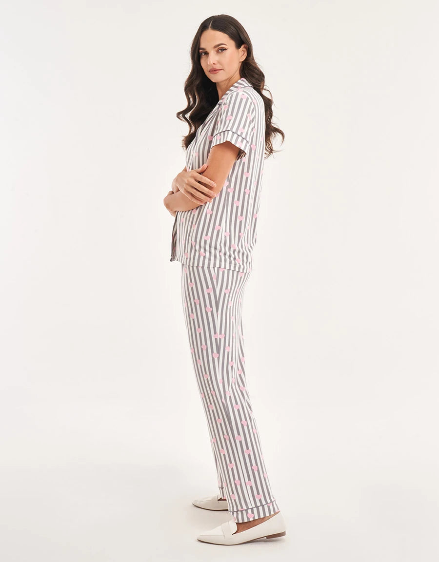 Heart Print Short Pajama Set
