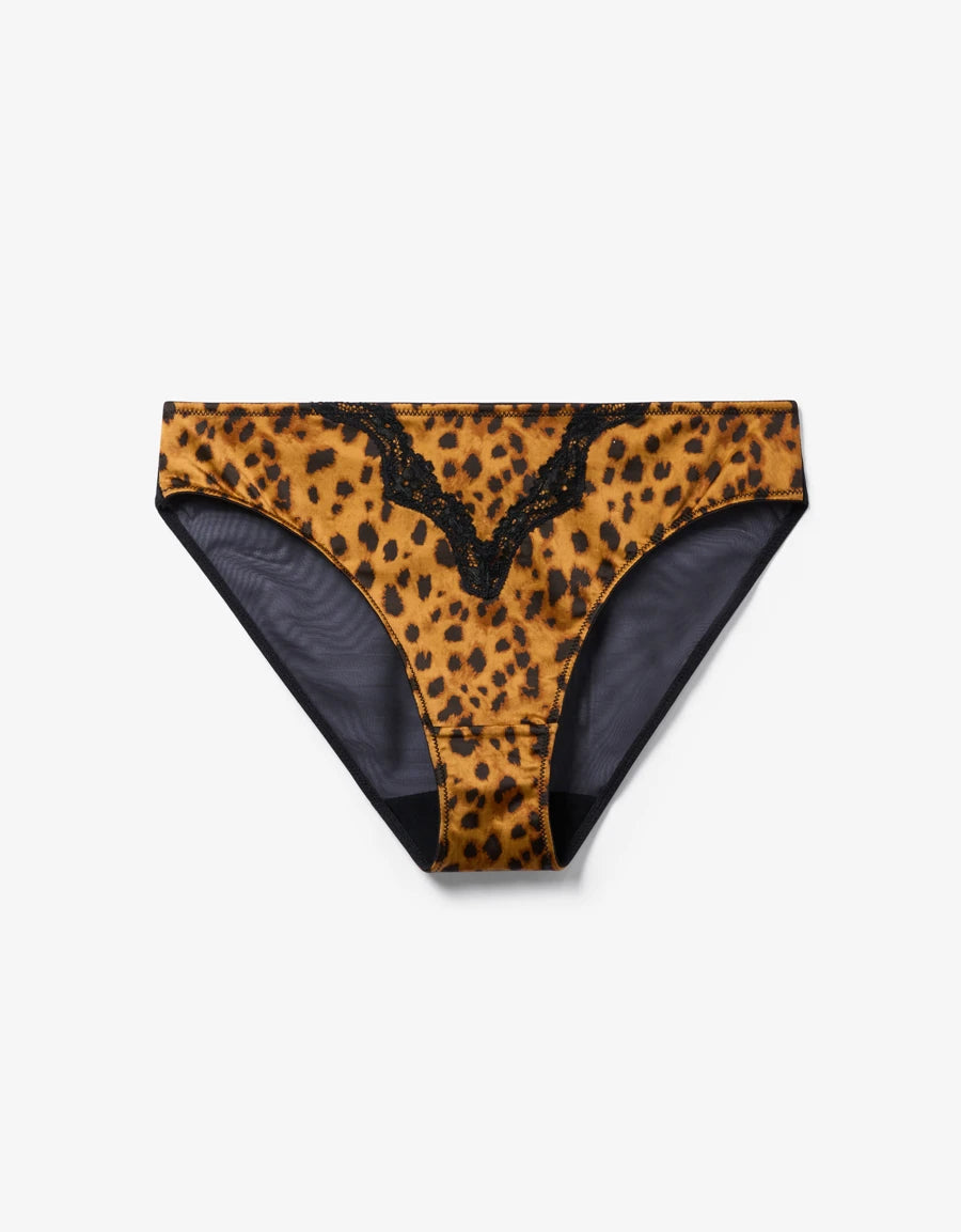 Lace-Trim Leopard Print Bikini Panty