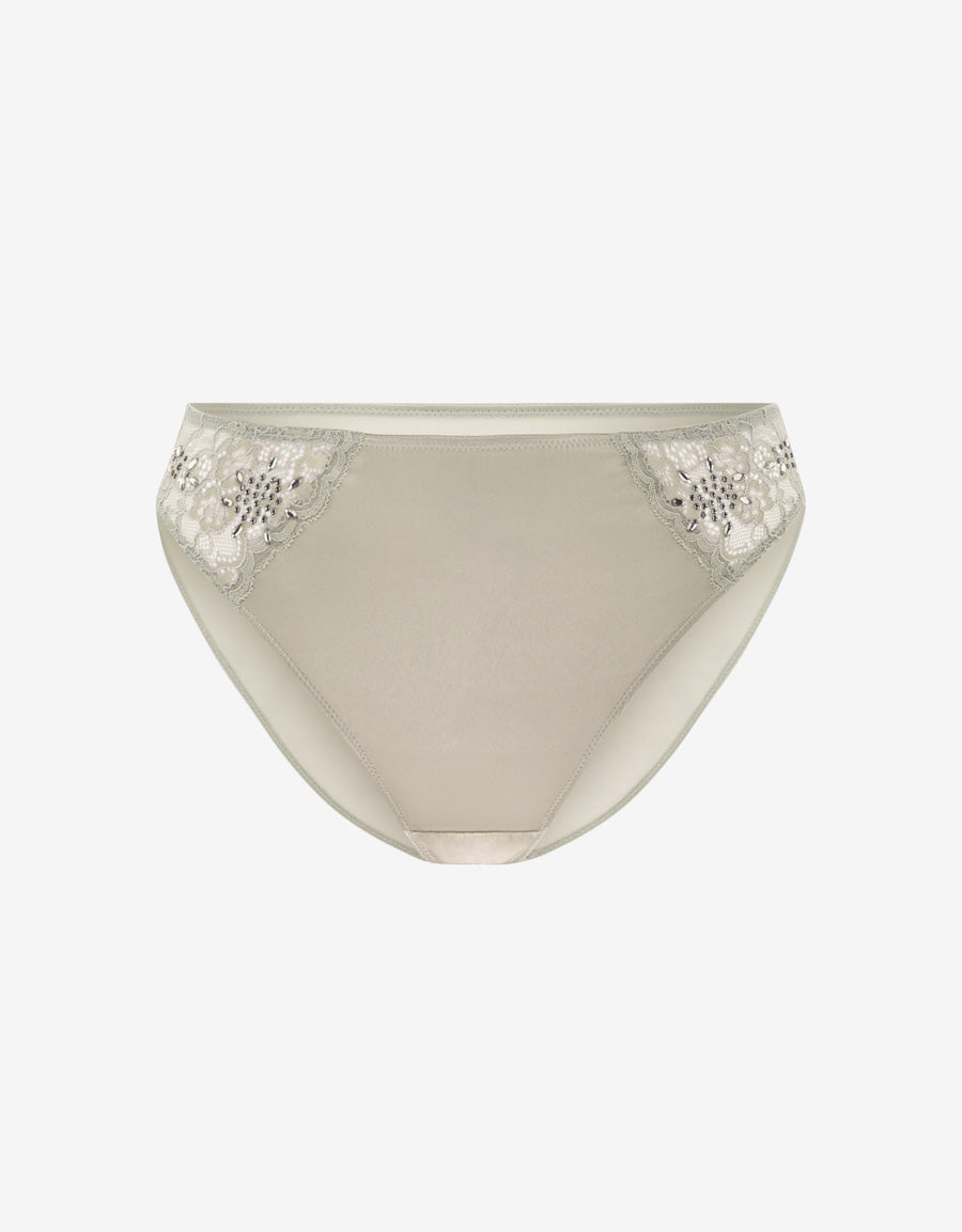 Sparkle Lace-Trim Satin Bikini Panty