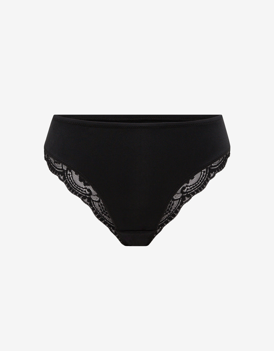 Lace-Trim Microfiber Brazilian Panty