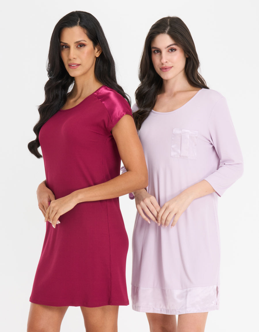 2-Pack Ribbed Short Sleep Dresses