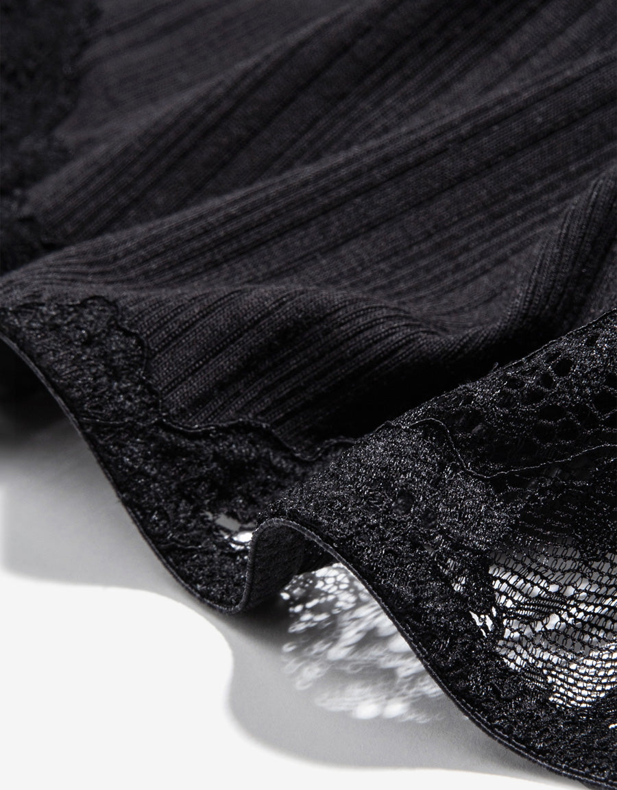 Ribbed Hipster Panty in Black