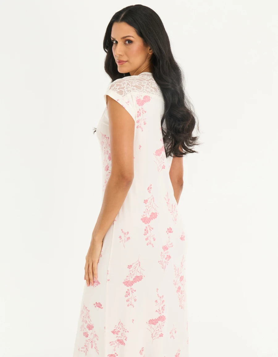 2-Pack Lace-Trim Floral Print Nightdresses