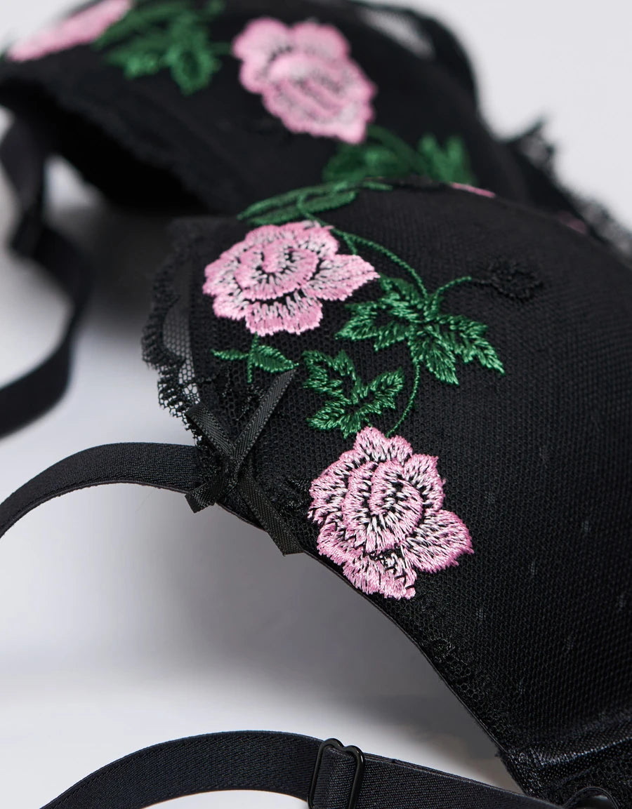 Embroidered Balconette Bra