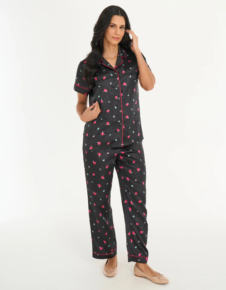 Floral Print Satin Pajama Set