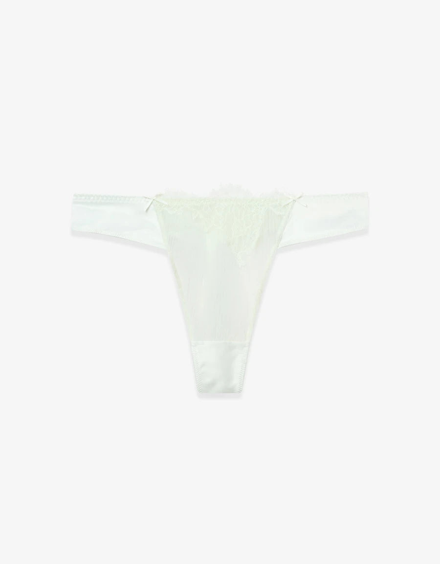 Lace-Trim Satin Bridal Thong Panty
