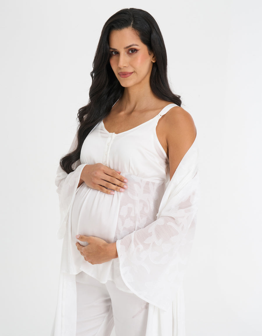 Satin Maternity Reception Set and Robe