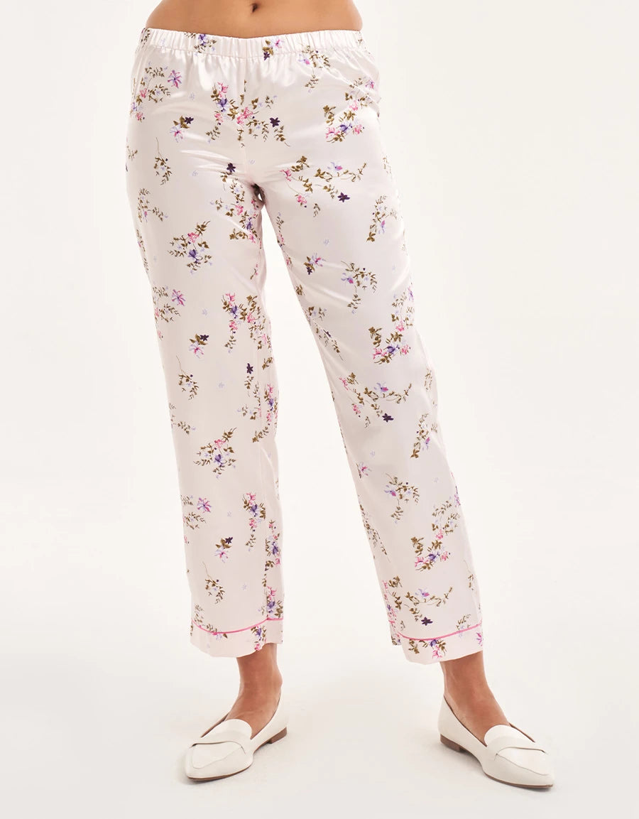 Floral Print Satin Pajama Set