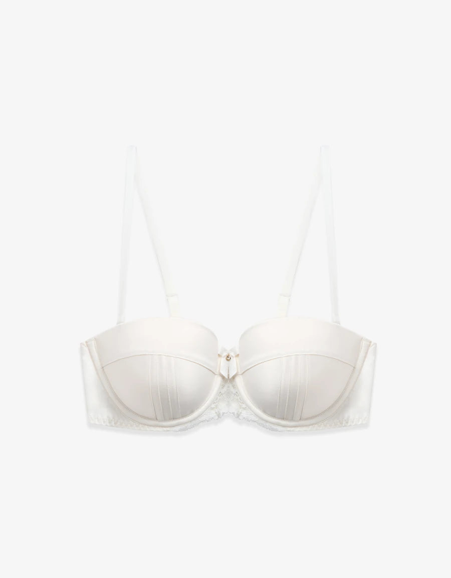 Lace-Trim Satin Push-Up Multiway Bra