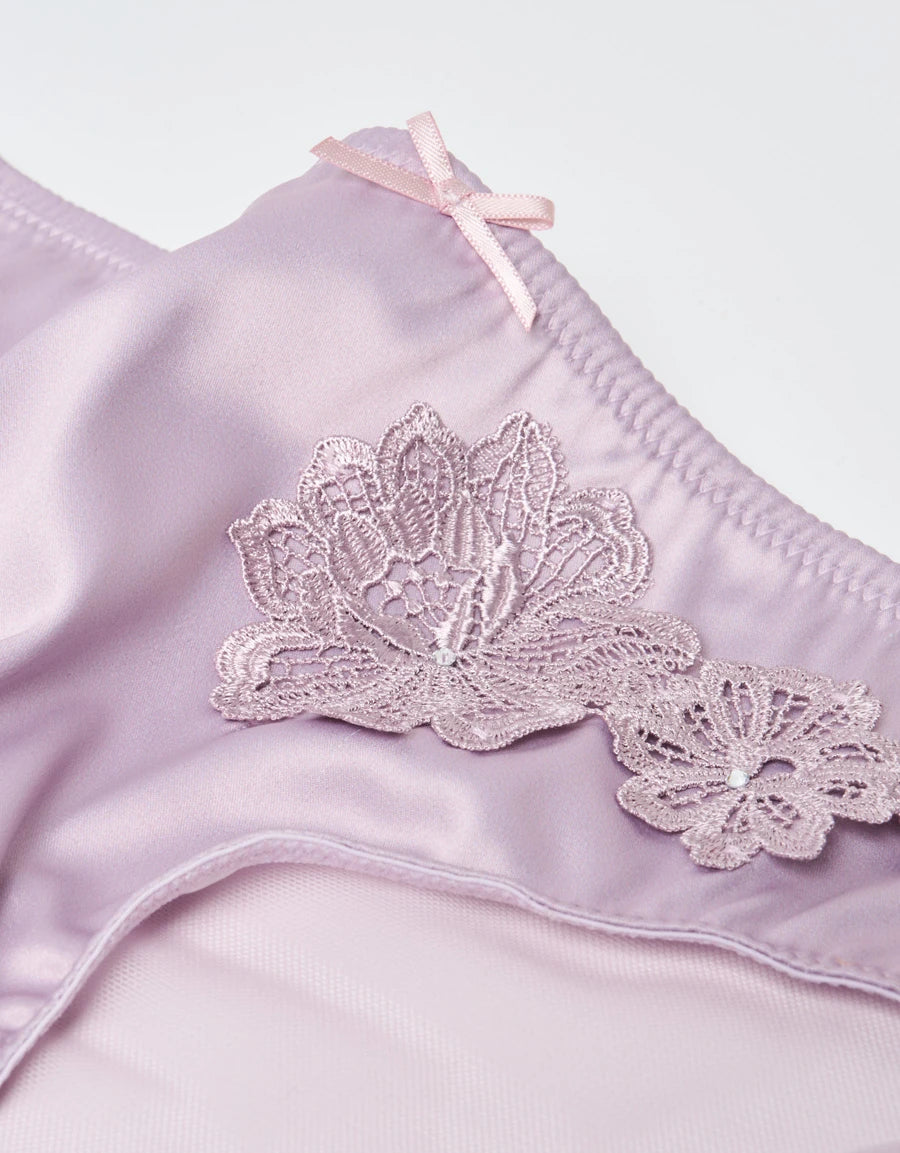 Embroidered Satin Bikini Panty