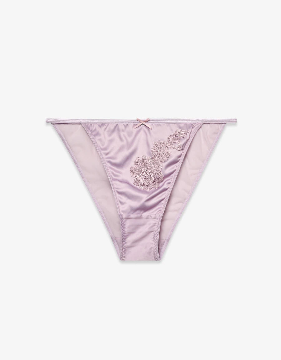 Embroidered Satin Tanga Panty