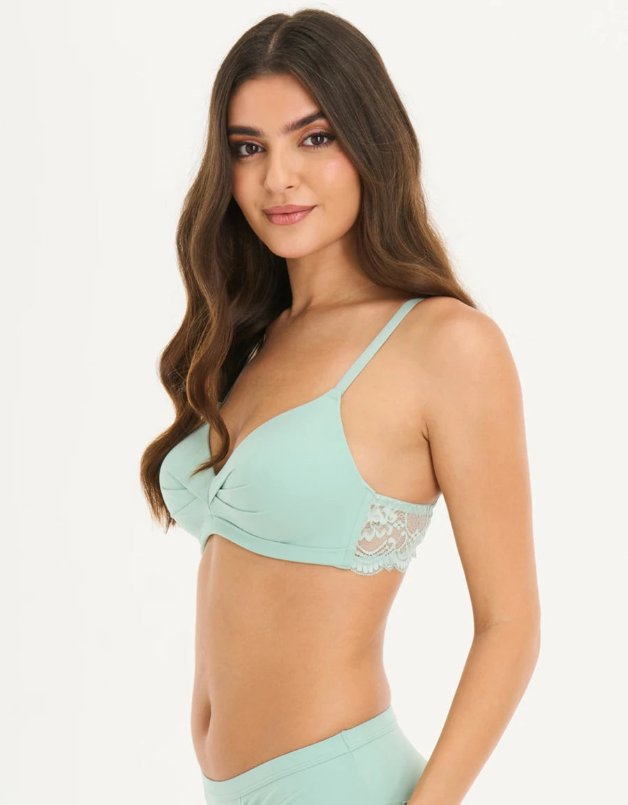 Lace-Trim Plunge Bra