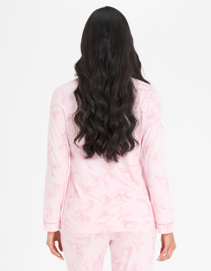 Floral Print Soft-Stretch Pajama Set
