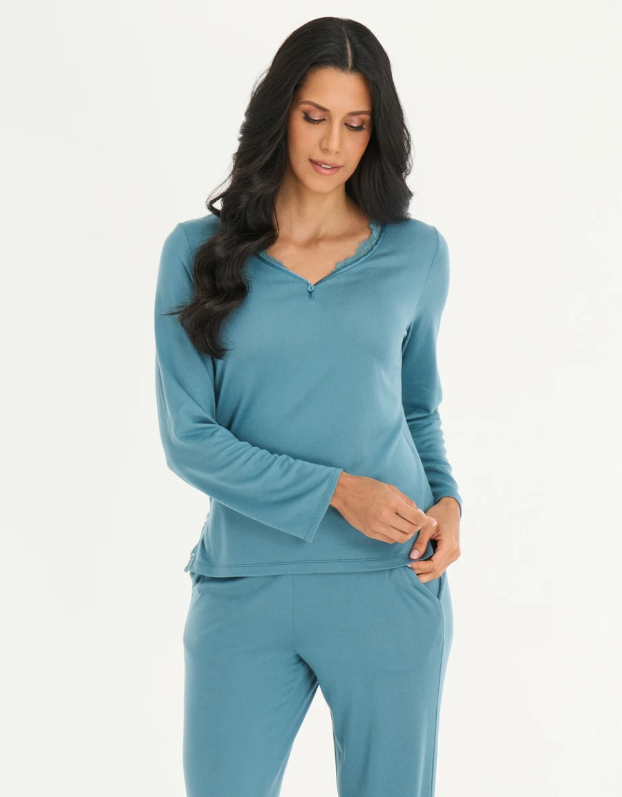 Lace-Trim Jersey Lounge Suit