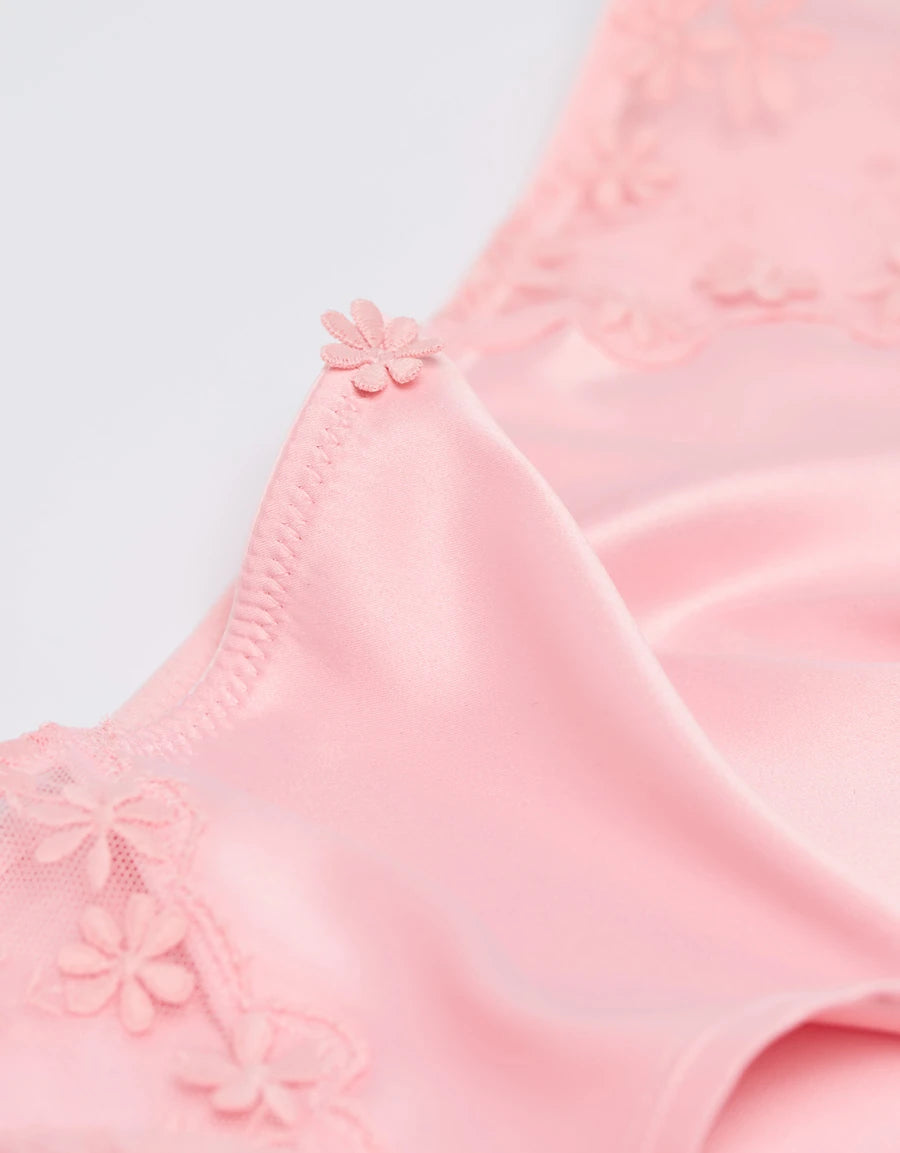 Embroidered Satin Hipster Panty