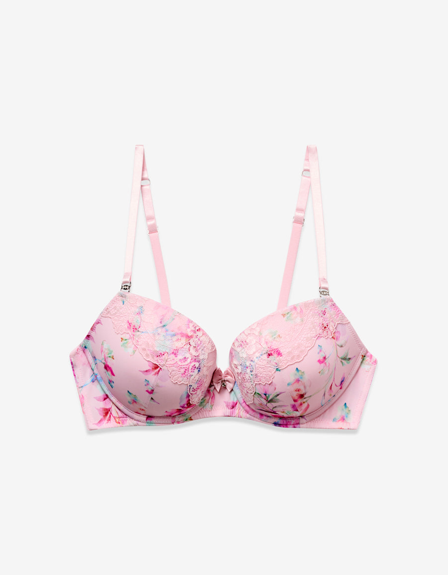 Lace Push Up Bra in Pink